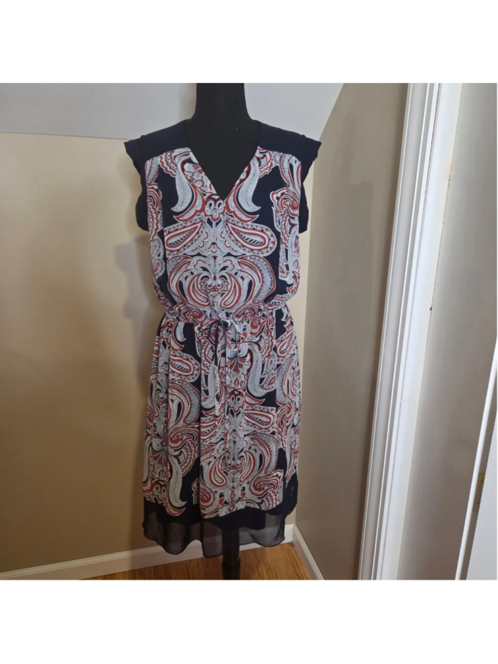 Enfocus Women Navy Red Paisley Dress 14W